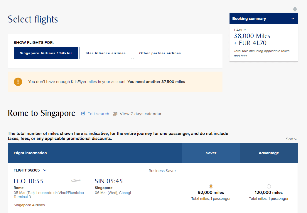 Business Class naar Singapore