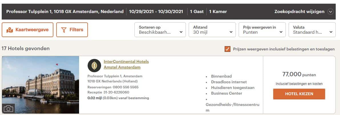 punten uitgeven bij IHG