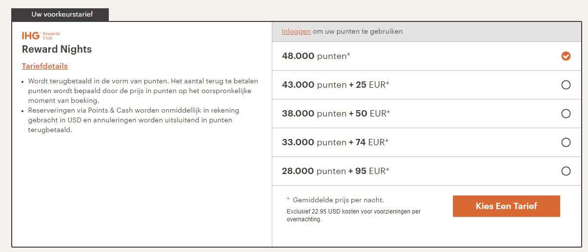 punten uitgeven bij IHG